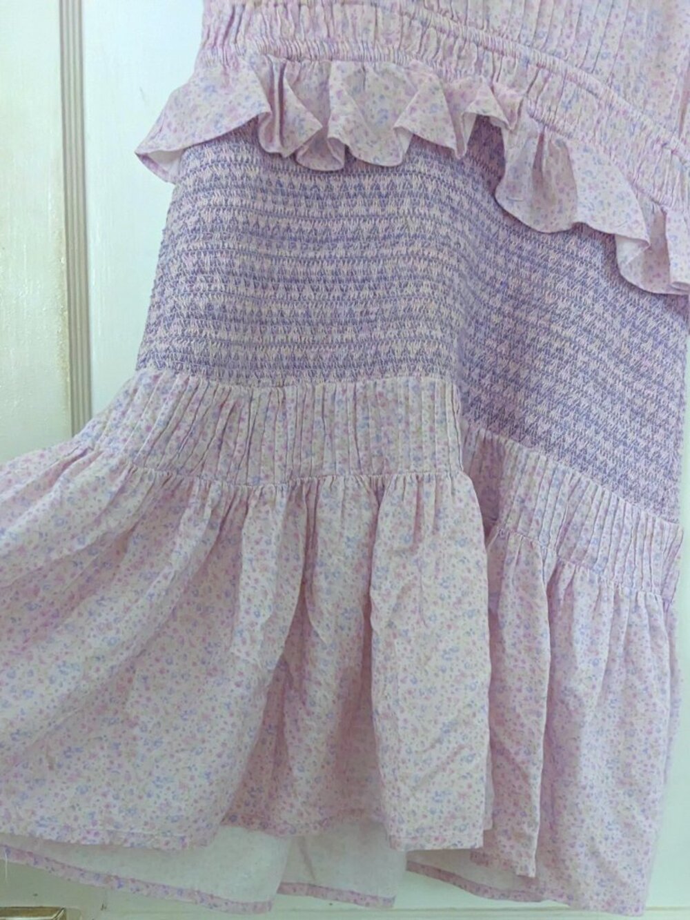 LoveShackFancy Toto Mini Dress Lavender Floral Smocked Size S - Picture 6 of 10